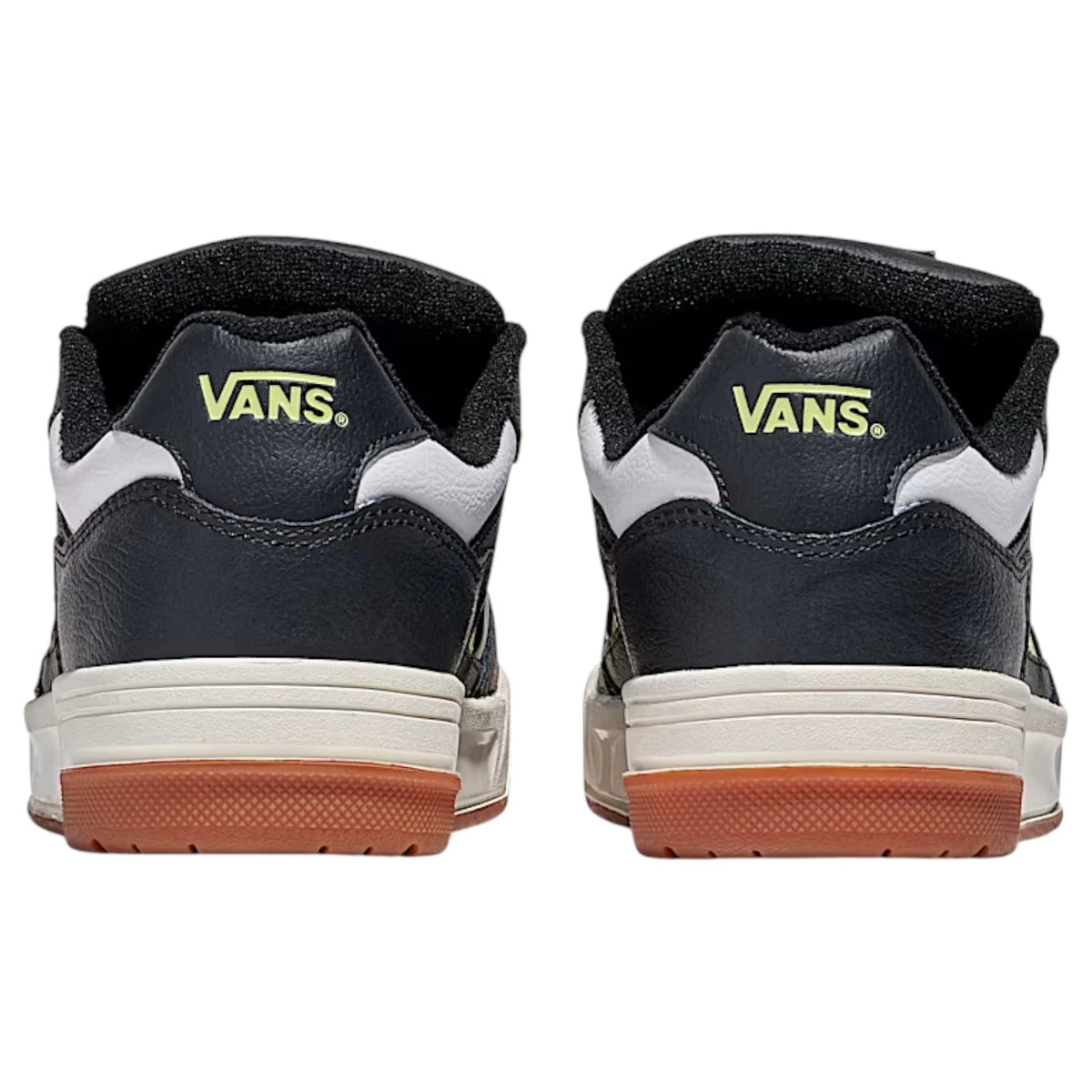 Vans Upland noir et lime, logo lime au talon