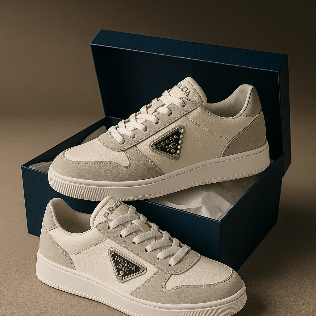 Prada downtown colour-block leather sneakers