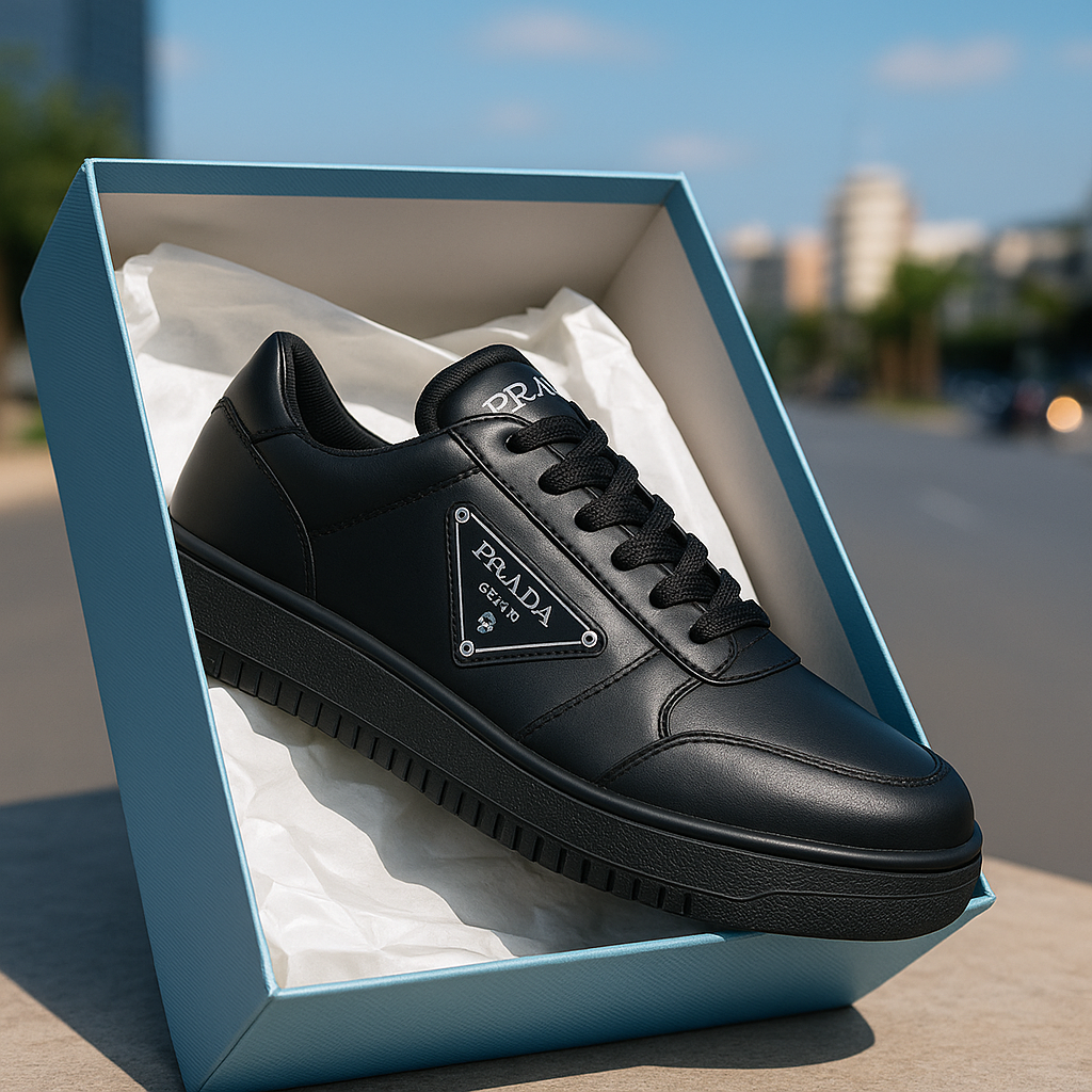 Prada downtown colour-block leather sneakers
