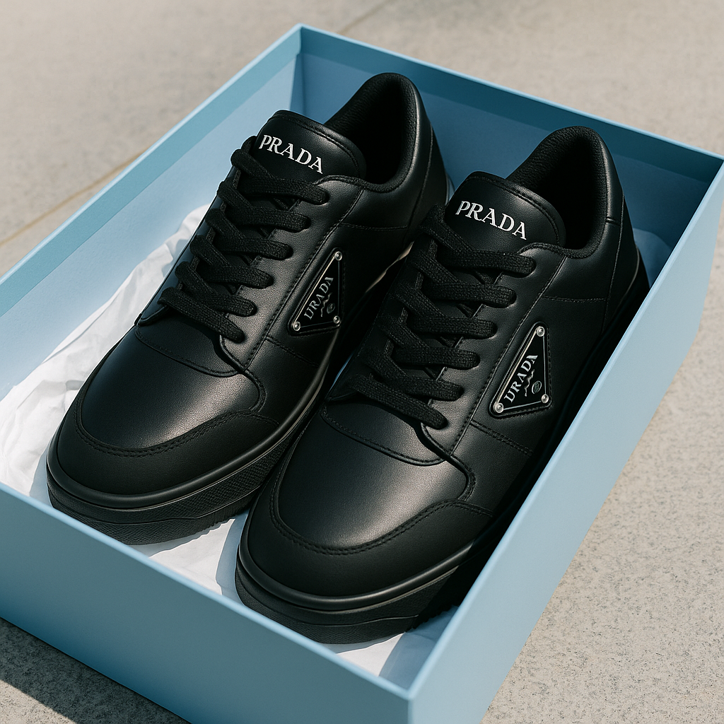 Prada downtown colour-block leather sneakers