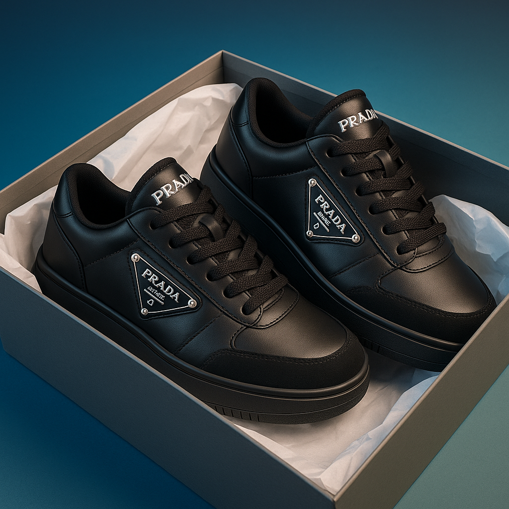 Prada downtown colour-block leather sneakers