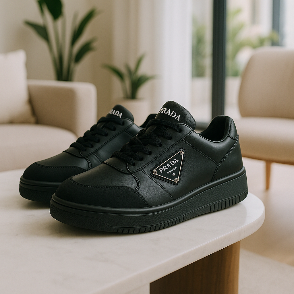 Prada downtown colour-block leather sneakers