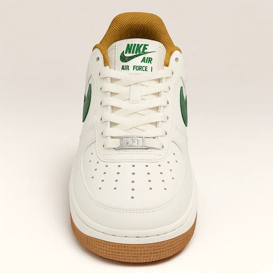 Hand-Crafted AF1 Cream White Beige Green Gum